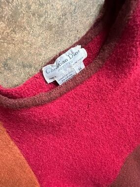 Dior Colorblock Wool Crewneck Sweater in Red and Brown